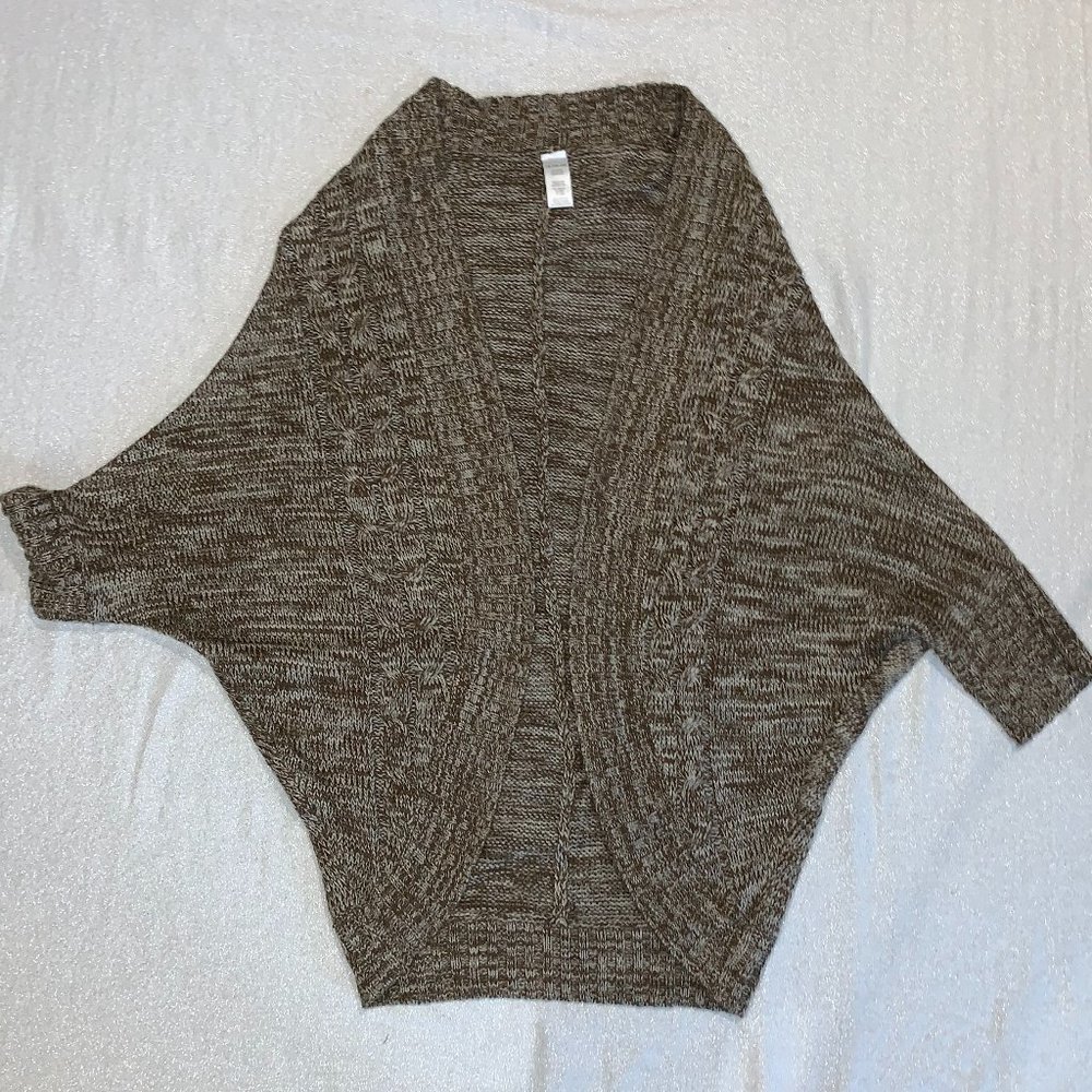 Olive green/brown knitted cocoon sweater L/XL